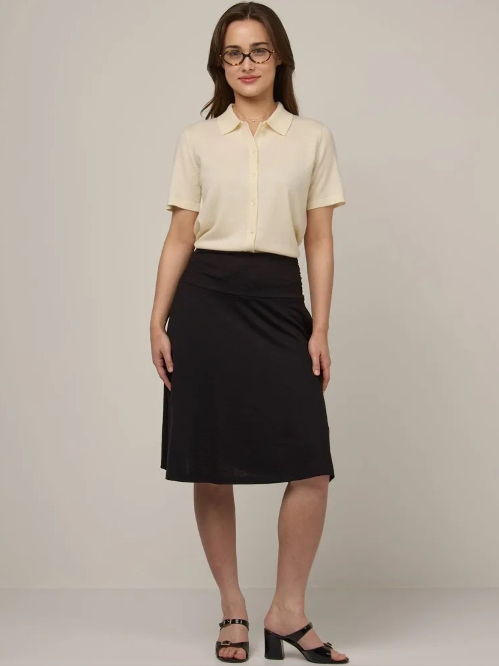 Wool& Black Helena Merino Wool Pocket Travel Skirt Size Large